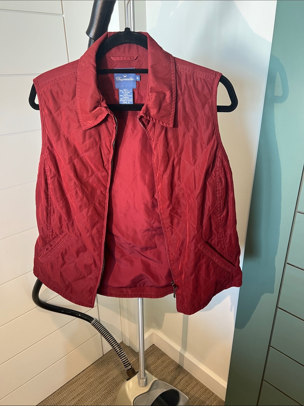 Faconnable Women's Quilted Red Sleeveless Vest